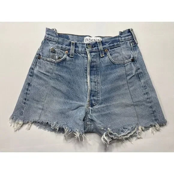 EB Denim Women's Reconstructed Vintage Levi's Denim Shorts - Size 24 - Picture 1 of 6